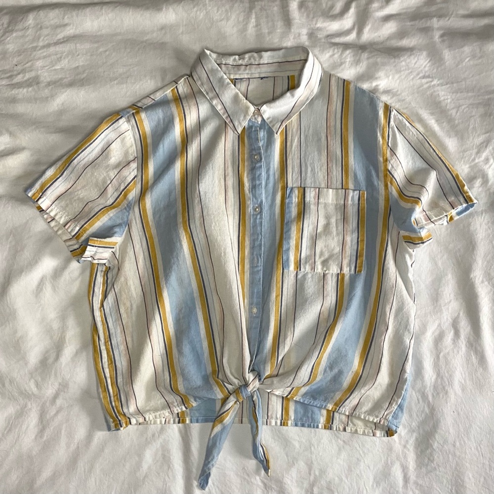 Striped Button Up tie top